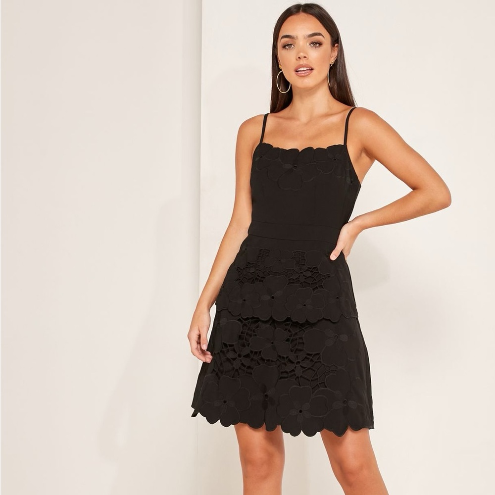 NWOT Foxiedox Black Clea Lace Trim Cami Dress size medium
